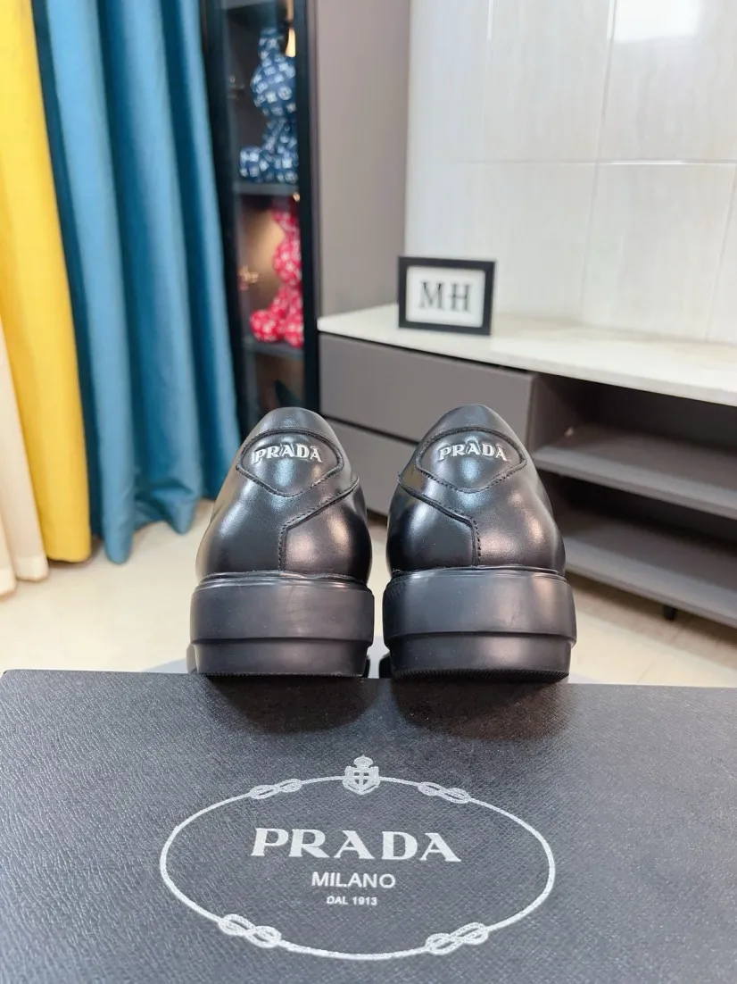 Men's shoes 💰540🌹🌹【PRADA Leather Shoes】Top purchasing agency Original imported Italian custom-made open-edge beaded cowhide leather surface, fully imported water-dyed breathable cowhide lining, original factory special molded sole super comfortable, size: 38-44